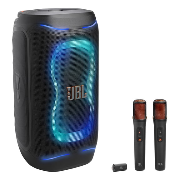 JBL PartyBox 130 Portable Party Speaker Bundle with EasySing Wireless Microphones (Black)