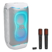 JBL PartyBox 130 Portable Party Speaker Bundle with EasySing Wireless Microphones White