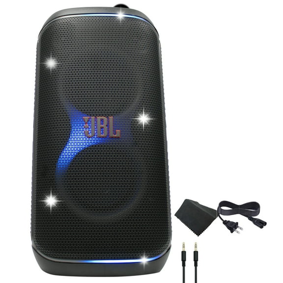 JBL PartyBox Club 120 Portable Bluetooth Speaker, 160W Output, Rechargeable Battery, Splashproof IPX4, Party Lights, App Control Bundle with AUX Cable (International Model)