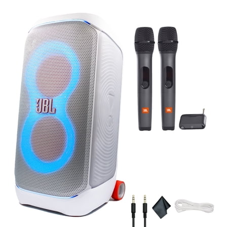 JBL PartyBox Stage 320 (White), 240W with Wireless Mic (International Model)
