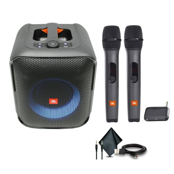 JBL PartyBox Encore Essential Portable Bluetooth Speaker 100W Bundle with Wireless Microphones (International Model)