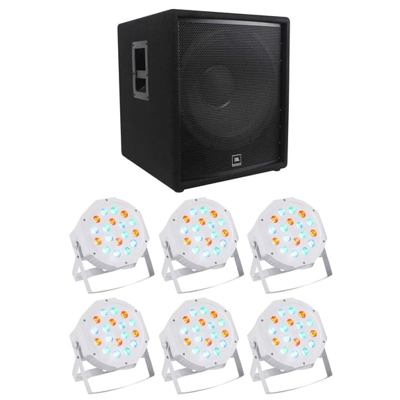 JBL Pro JRX218S 1400 Watt 18" Passive Subwoofer DJ Sub+6) Par Can Wash Lights