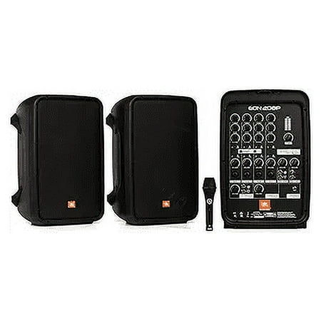 JBL - EON208P 8" 2 way PA System with Integrated 8 Channel Mixer and Microphone - Black
