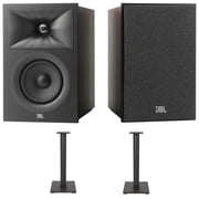 JBL STAGE-240B-BLK 2-Way 4.5" Bookshelf Loudspeakers with STAGE-FS-BLK Floorstands 2025