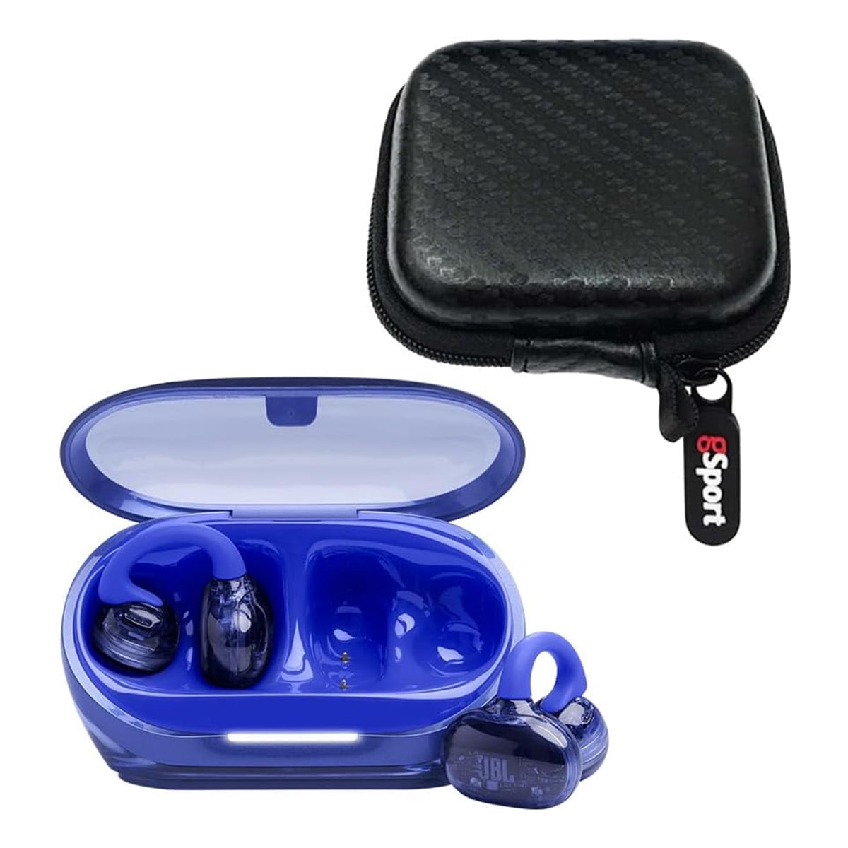 JBL Soundgear Clips True Wireless Open-Ear Headphones Bundle with gSport Case (Blue)