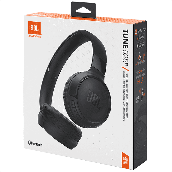 JBL Tune 525BT Bluetooth On-Ear Headphones with Mic & Pure Bass Stereo Sound, Black