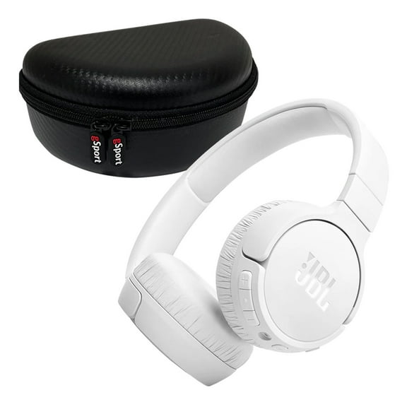 JBL Tune 670NC Wireless On Ear Noise Cancelling Headphone with gSport Carbon Fiber Case (White)