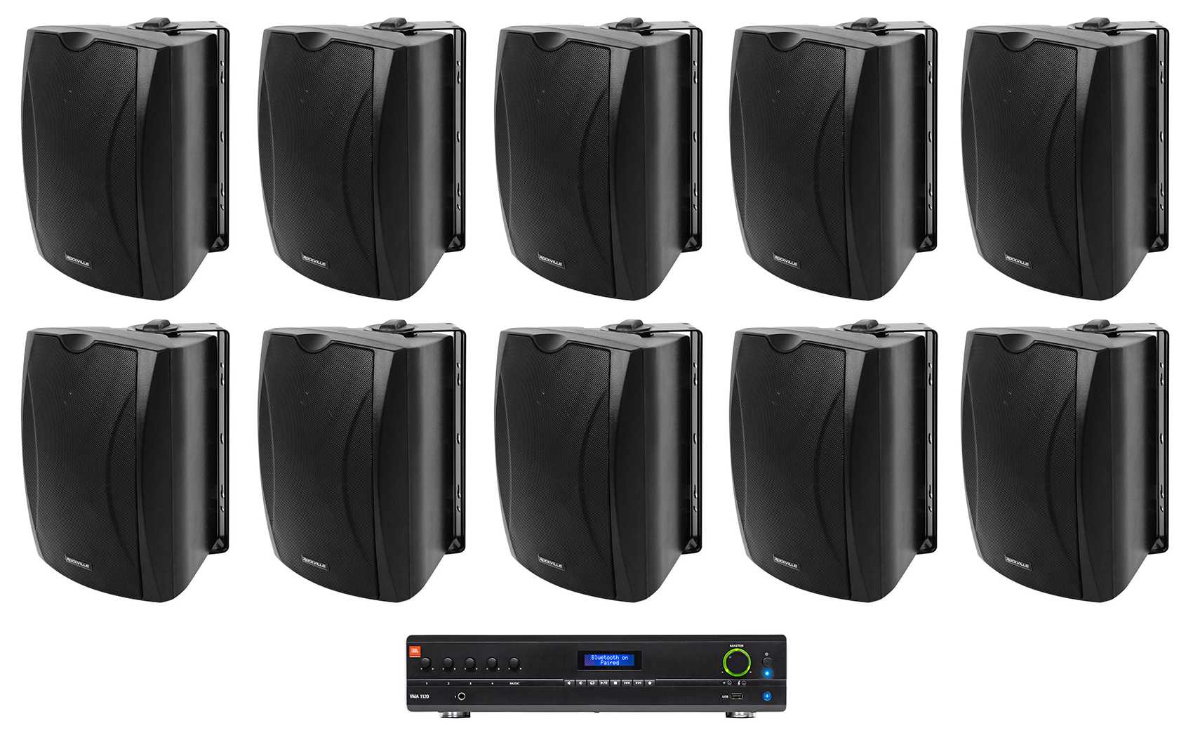 JBL VMA1120 Commercial 70v Bluetooth Amplifier+10 Wall Speakers For Restaurant - image 1 of 15