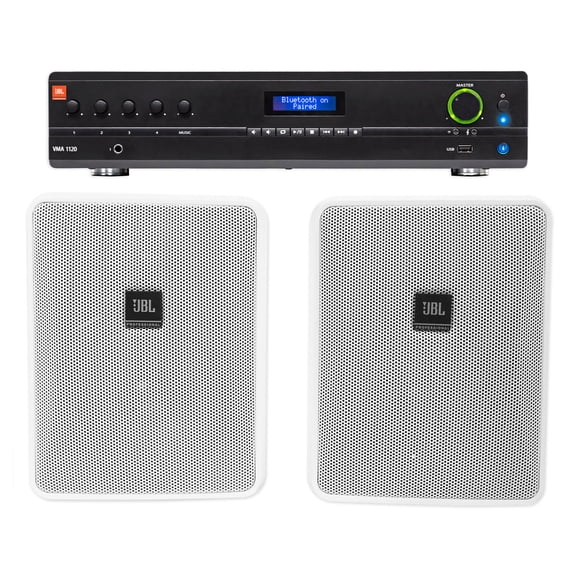 JBL VMA1120 Commercial/Restaurant 120W 70v Amplifier+(2) JBL 5.25" Wall Speakers