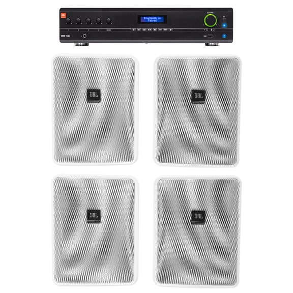 JBL VMA1120 Commercial/Restaurant 120W 70v Amplifier+(4) JBL 5.25" Wall Speakers