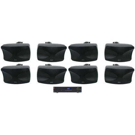 JBL VMA1240 Commercial 70v Bluetooth Amplifier+(8) Indoor/Outdoor Black Speakers