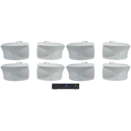JBL VMA1240 Commercial 70v Bluetooth Amplifier+(8) Indoor/Outdoor White Speakers