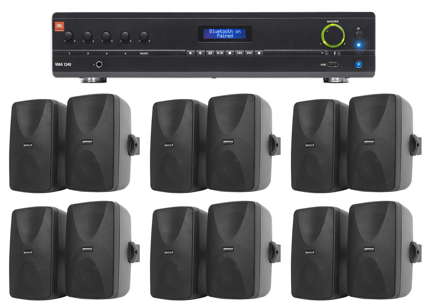 JBL VMA1240 Commercial/Restaurant 70v Bluetooth Mixer/Amplifier+12 Wall