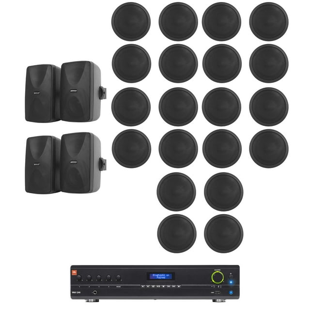 JBL VMA1240 Commercial/Restaurant Receiver+4) Wall+20) Ceiling Speakers