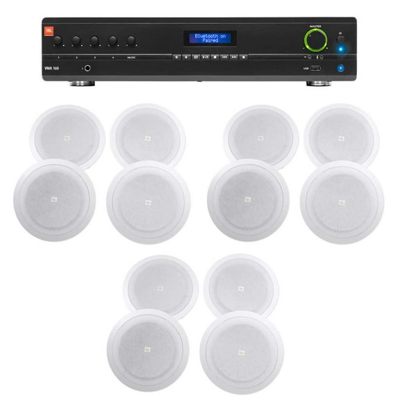 JBL VMA160 60 Watt Amplifier+(12) 8" JBL Speakers For Restaurant/Bar/Cafe