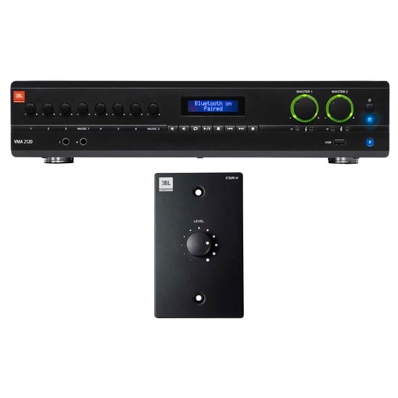 JBL VMA2120 2-Channel/Restaurant 120W Bluetooth Amplifier+Black Wall Controller