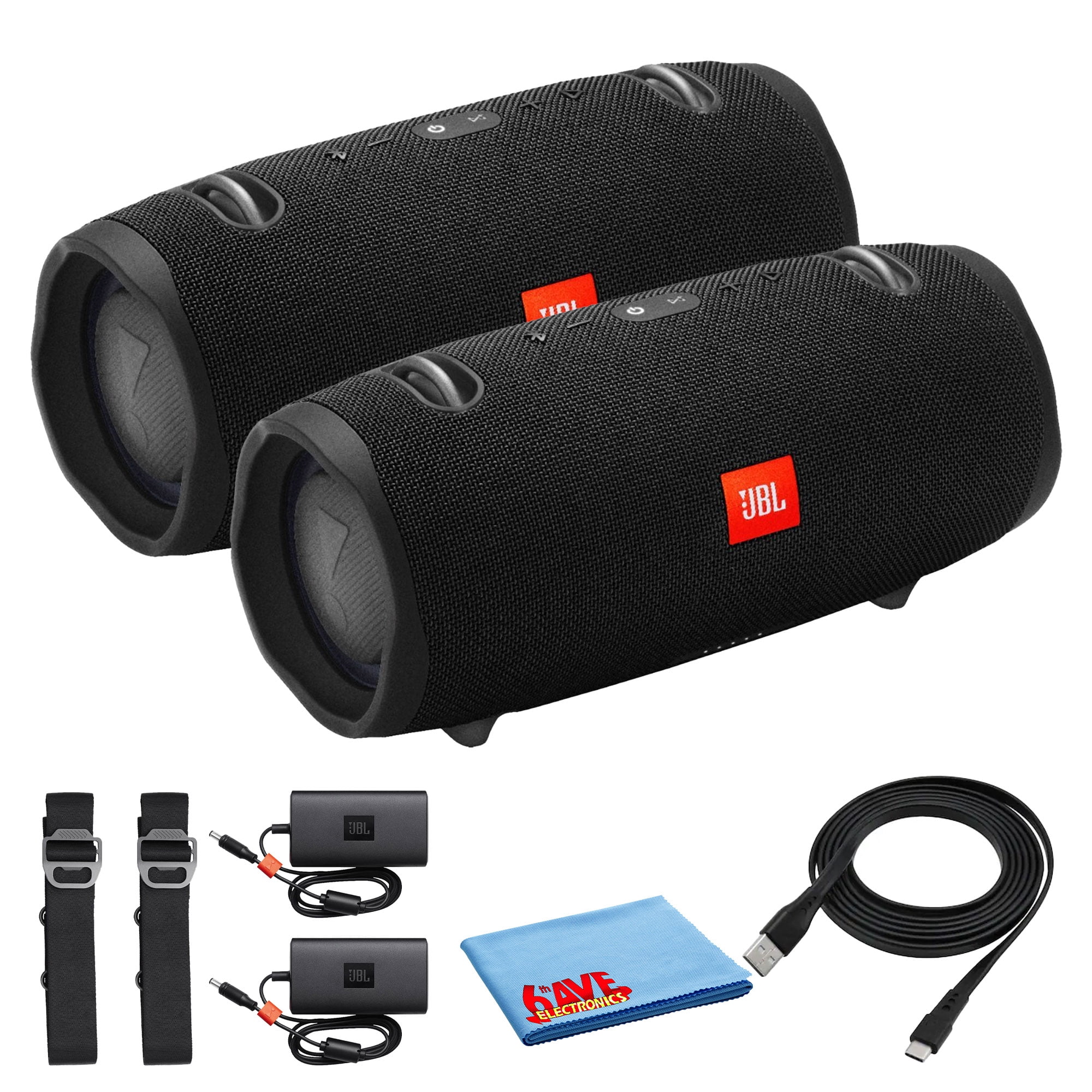 JBL Xtreme 2 Portable Bluetooth Speaker, Waterproof IPX7, 15H Battery, Powerful Sound, Black 2-Speaker Bundle (International Model)