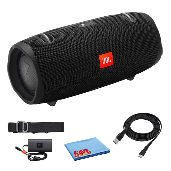 JBL Xtreme 2 Portable Bluetooth Speaker, Waterproof IPX7, 15H Battery, Powerful Sound, Black Bundle with Cleaning Cloth (International Model)