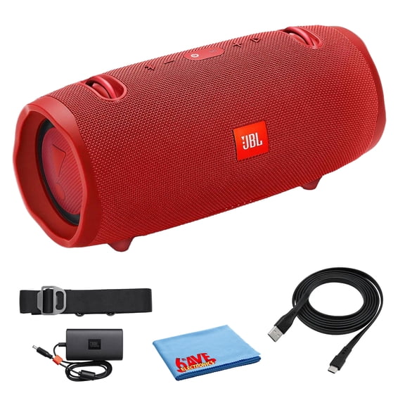 JBL Xtreme 2 Portable Bluetooth Speaker, Waterproof IPX7, 15H Battery, Powerful Sound, Red Bundle with Cleaning Cloth (International Model)