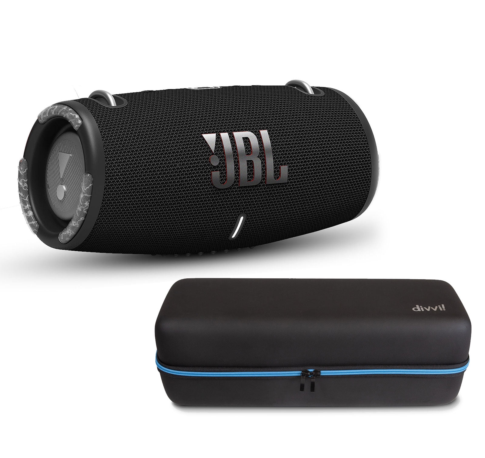 JBL Xtreme 3 Black Portable Bluetooth Speaker w/divvi! Hardshell Case Kit