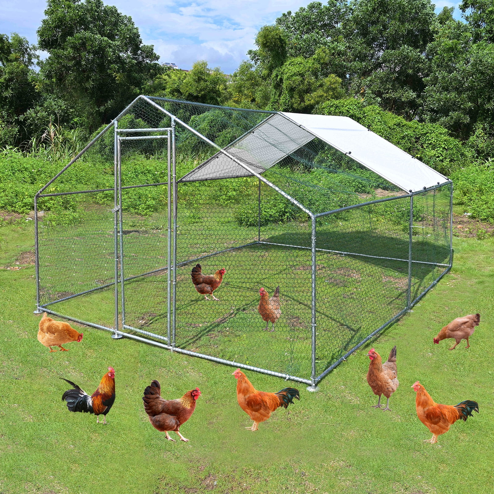 JBLCC Outdoor Chicken Coop Large Metal Chicken Cage House Waterproof ...