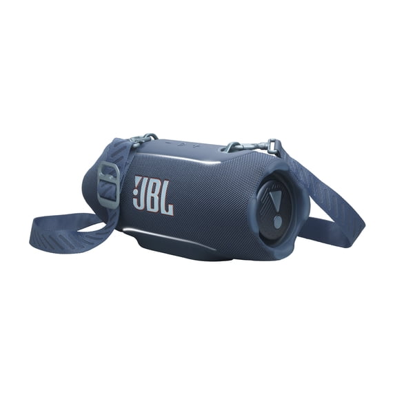 JBL Xtreme 5 - Portable waterproof speaker with massive legendary JBL sound, ambient edge lighting, and a convenient shoulder strap - Blue
