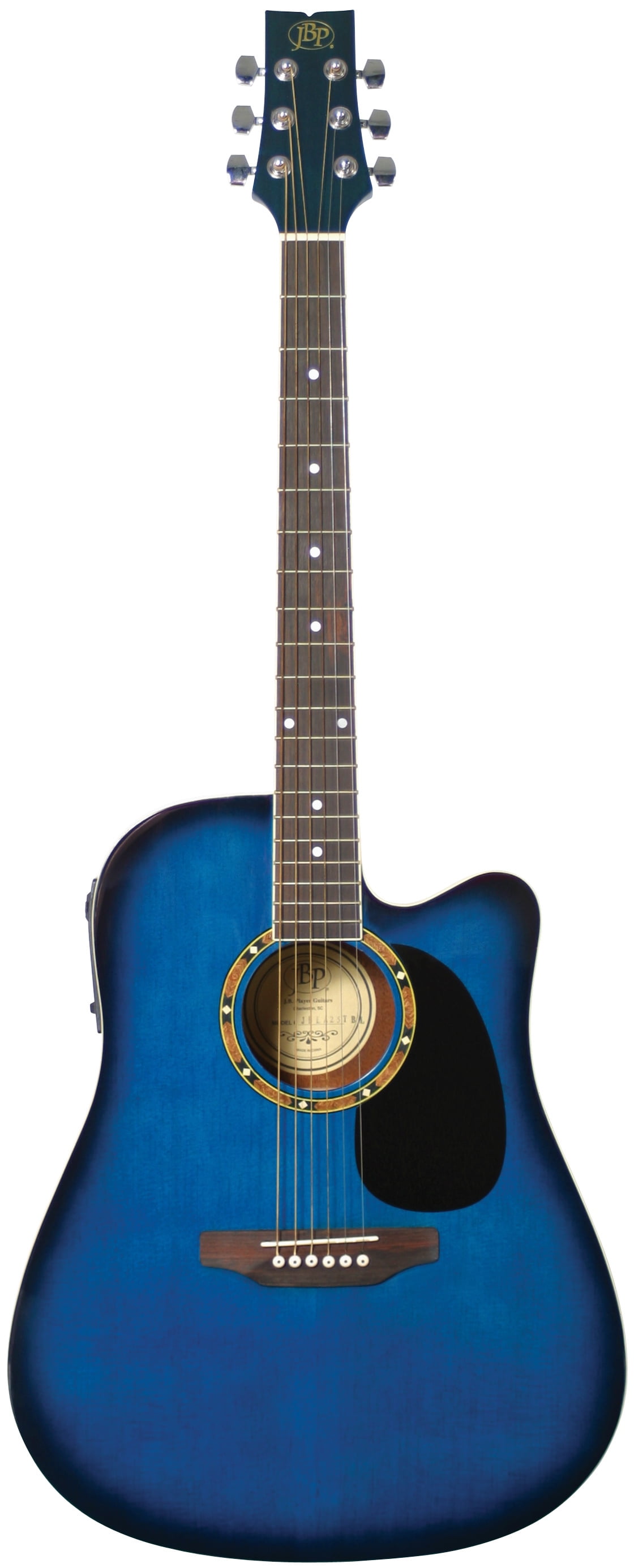 JBP JBEA25TBLA Realm Series Acoustic Electric Guitar Transparent Blue With Barcus Berry Realm
