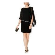 JBS LIMITED $99 Womens Black Embellished Sheer Overlay, Sleeves Sheath Dress S