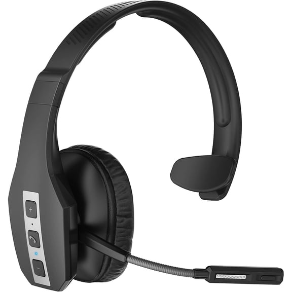 JBT600 Trucker Bluetooth Headset with Tri-Mic Noise Cancelling, CVC 8.0, Mute Button & 60Hrs Battery Life Wireless Headset for Truck Drivers, Cell Phones & Office Use