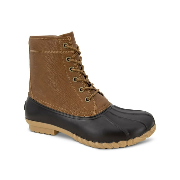JBU BY JAMBU Mens Brown Mixed Media Cushioned Waterproof Maine Round Toe Block Heel Lace-Up Duck Boots 13 M