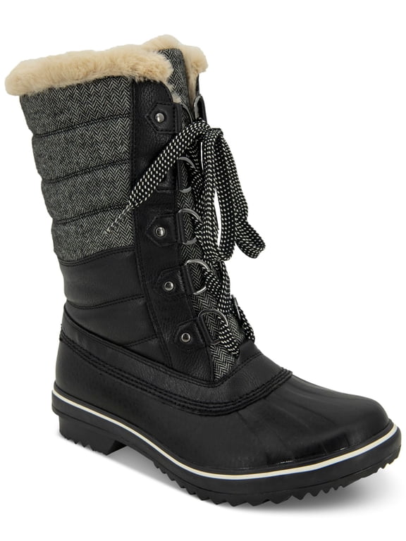 BY JAMBU Womens Black Water Resistant Quilted Siberia Round Toe Lace-Up Winter 6.5 M