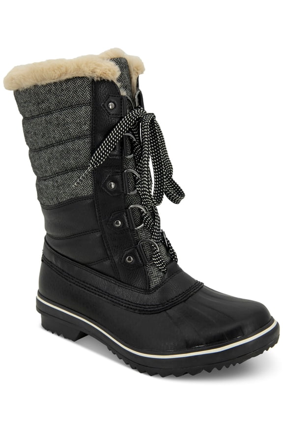 BY JAMBU Womens Black Water Resistant Quilted Siberia Round Toe Lace-Up Winter 8.5 M