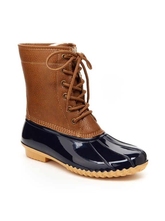 BY JAMBU Womens Navy Waterproof Maplewood Round Toe Lace-Up Duck Boots 10 M