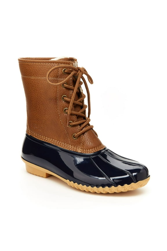 BY JAMBU Womens Navy Waterproof Maplewood Round Toe Lace-Up Duck Boots 9 M