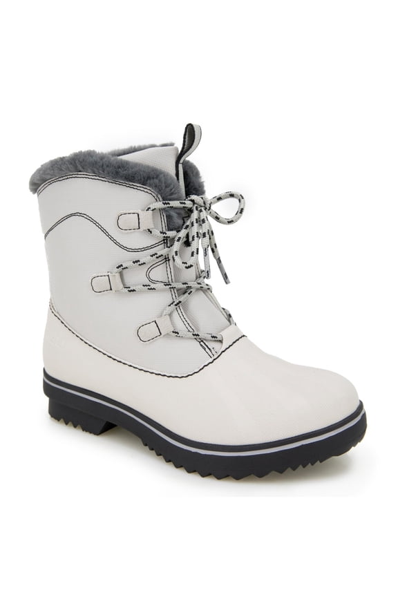 Brisky Lace-Up Ankle-High Water-Resistant Boots for Women, Stone White/Black, Size 7M