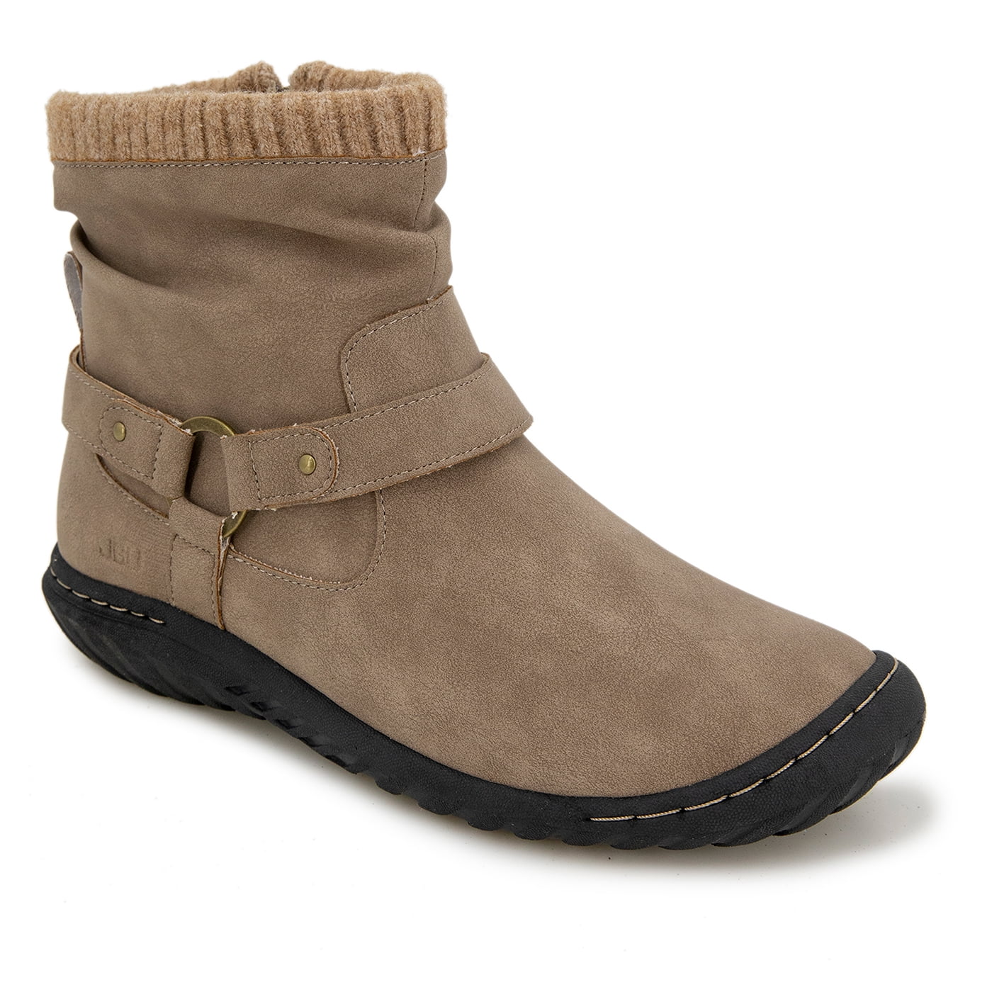 JBU Westwood Women's Motorcycle Ankle Boots - Water Resistant, Distressed Vegan Leather, APMA Certified - Taupe, Size 6 - View #4