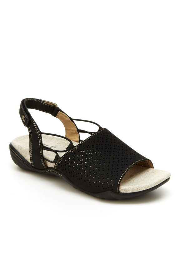 Womens Black Bungee Cording Cut-Outs Perforated Pixie Vegan Round Toe Slip On Mules 8 M