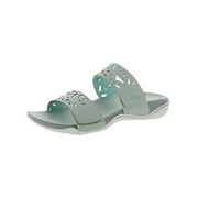 JBU Womens Gray Adjustable Wildflower Round Toe Slide Sandals Shoes 7 M