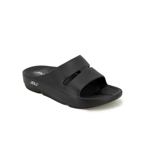 JBU Womens Gray Comfort Cut Out Dover Round Toe Wedge Slip On Slide Sandals 9 M