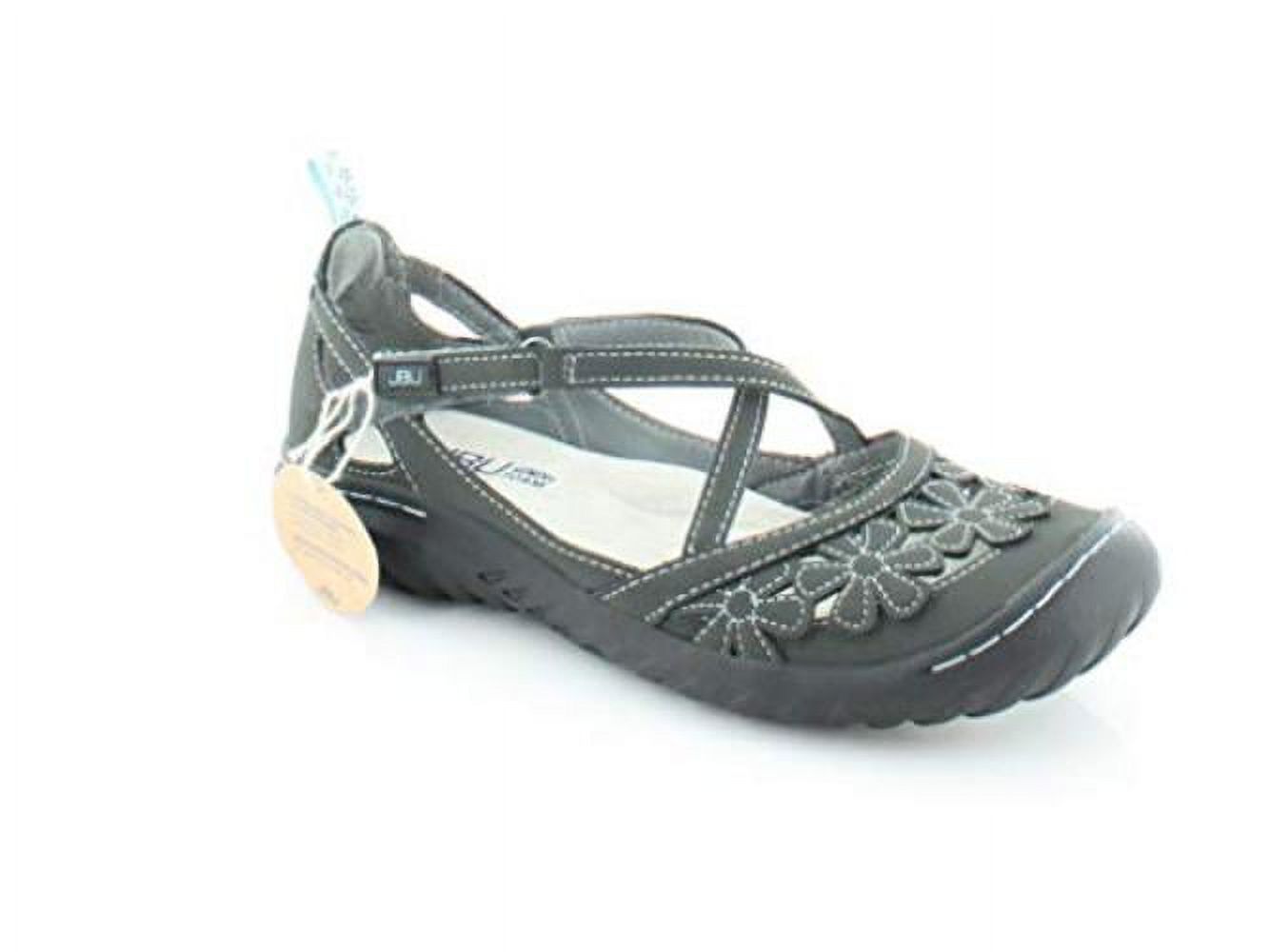 JBU Womens Rosie Fabric Closed Toe Walking Ankle Strap, Charcoal, Size