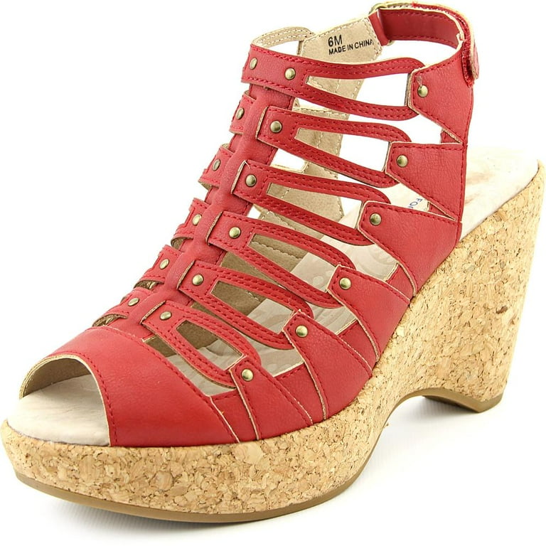 JBU by Jambu Lillian Women Open Toe Synthetic Red Wedge Sandal Walmart