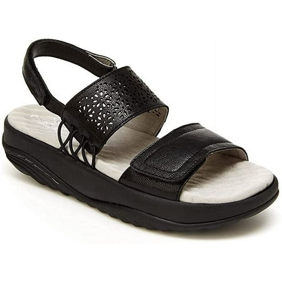 JBU by Jambu Women's Alba Soft Leather Memory Foam Footbed Sling Back Sandals