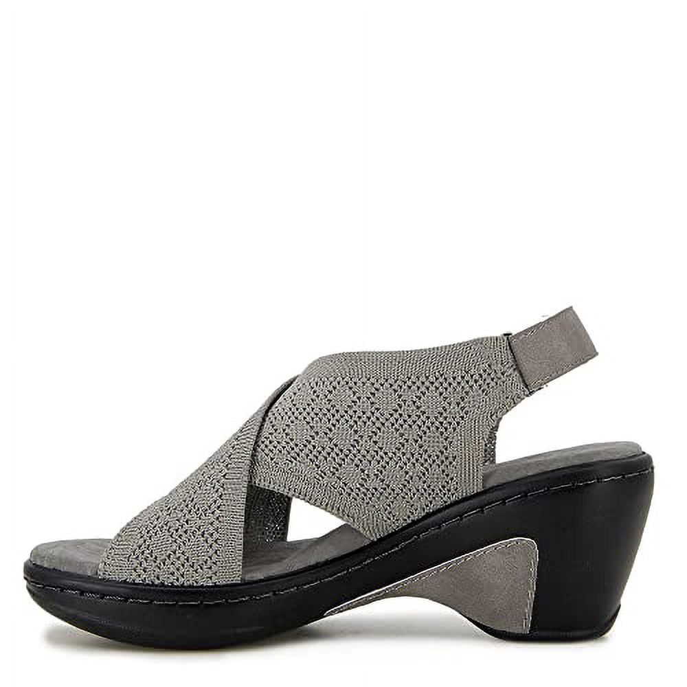 JBU By Jambu Women's Alyssa Wedge Sandal – Shimmer Knit, Block Heel, Adjustable Straps, Memory Foam