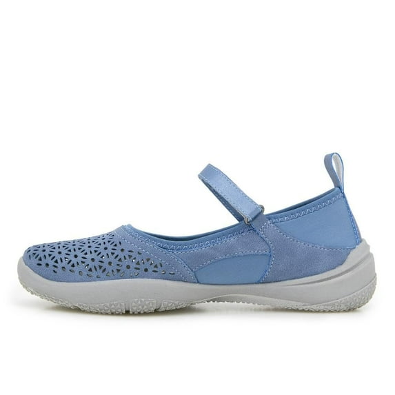 JBU by Jambu Women's Dandelion Comfort Casual Classic Mary Jane Flats Fashion Shoes, Light Denim, 8
