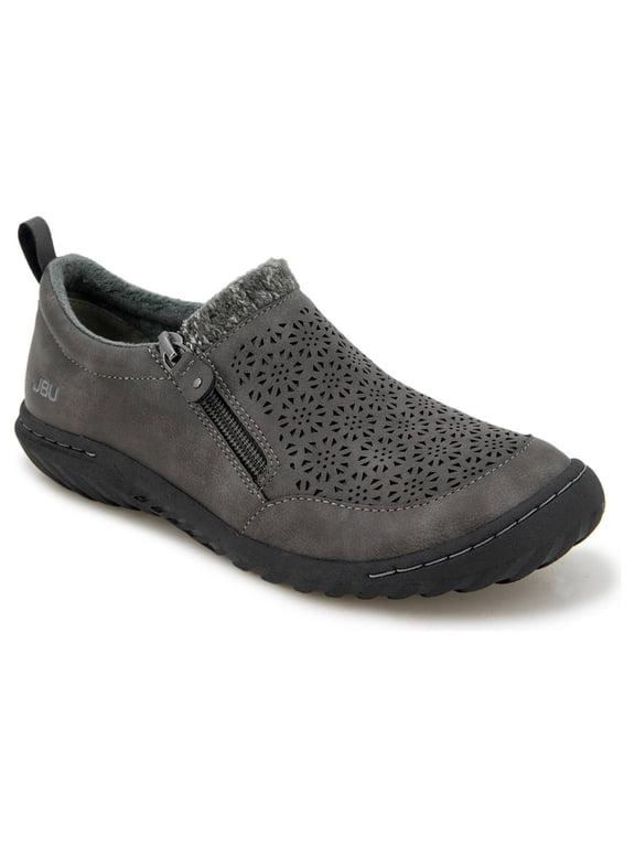 by Jambu Women's Oxford Flat, Round Toe, Zip Up Closure, Grey, 6