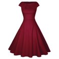thumbnail image 1 of JBXKXYW Casual Dresses For Women Women'S Short Sleeve Elegant A-Line Party Wedding Guest Swing Cocktail Dress Womens Dresses (Wine Red,XL), 1 of 5