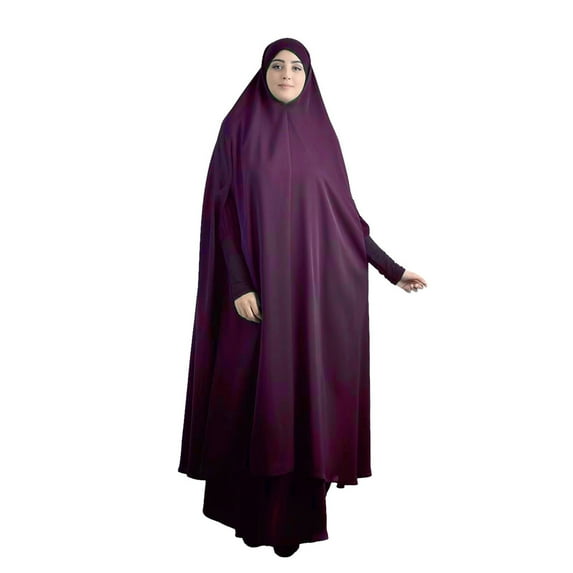 JBXKXYW Dresses For Women Women'S Muslim Islam Pure Color Summer Ventilative Abaya Long Dress Womens Dresses (Purple,XL)
