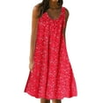 thumbnail image 1 of JBXKXYW Dresses for Women 2024 Casual Spring Women Casual Print Sleeveless Loose Plus Size Beach Summer Maxi Dress Ladies Women Dresses Summer Dress Women Dresses (Red,M), 1 of 3