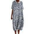 JBXKXYW Dresses for Women Women's Vintage Floral Art Print Pocket Linen