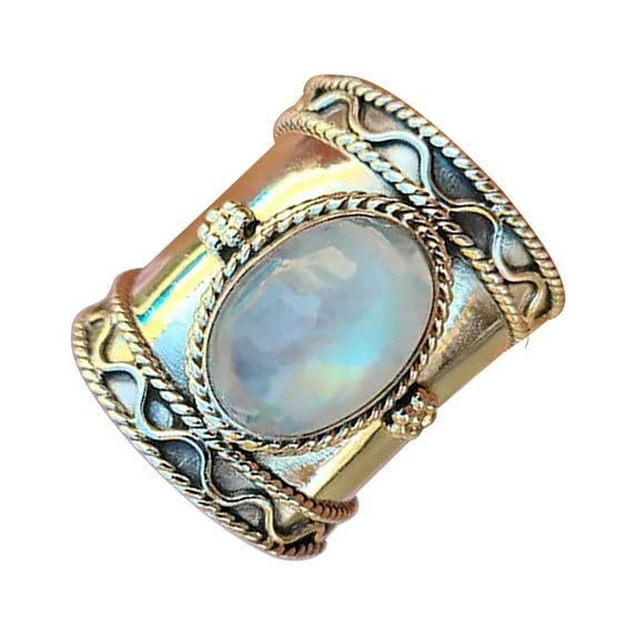 JBXKXYW Rings Women Bohemian Creative Vintage Wide Ring Fashionable Ladies Party Ring Jewellery Rings for Her Wedding Band Women Ring Womens (Silver,6)